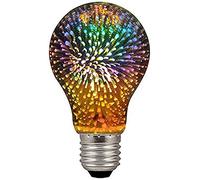 KINGCOO Firework Light Bulb, E27 4W Vintage Edison Decorative 3D Starry Effect LED Bulb Silver Glass Filament Light Bulb,Star Shine Decoration for Holiday Christmas Decoration,AC85-240V (A60)