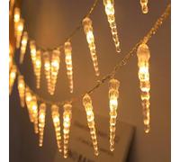 KINGCOO LED Icicle Twinkling Ice Cone String Lights Window Hanging Fairy Lights Battery Operated for Garden Outdoor Indoor Home Christmas Tree Wedding Winter Decorations (3M 20LED Warm White)