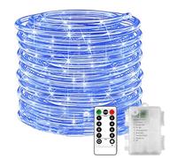 KINGCOO LED Rope Fairy Lights, Battery Operated Tube String Lights with Remote Control Timer 8Modes for Trampoline Camping Tent Indoor Outdoor Garden Wedding Christmas Decor (Blue, 10M 100LED)