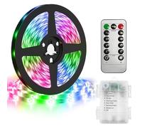 KINGCOO LED Strip Lights, Waterproof 5m 150LED Strip Lights Battery Powered Self-Adhesive Cuttable Tape Lights 8Modes with Remote Timer for Room Mirror Cabinet Bar Indoor Outdoor Decor(Multicolor)