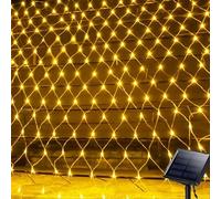 KINGCOO Light Net Solar Lights Outdoor, Waterproof 1.5 m x 1.5 m 96 LED Solar Tree Fairy Lights Mesh Light Curtain for Garden Indoor Christmas Wedding Party Decorations (Warm White)