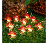 KINGCOO Mushroom LED String Lights, 10FT 30LED Warm White Battery Powered Princess Fairy Copper Wire String Lights Decorative Lights for Bedroom Indoor Outdoor Wedding Nursery Party Christmas Decor