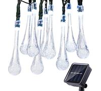 KINGCOO Outdoor Solar String Light, 20ft 30LEDs Waterproof Fairy Waterdrop Lights Decorative Ambiance Lighting for Garden, Outdoor, Patio, Lawn and Holiday Decorations (White)