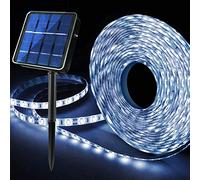 KINGCOO Outdoor Solar Strip Lights, 8 Modes Self-Adhesive Cuttable Waterproof 9.8Ft 90Led Strip Rope Lights Solar String Ligts for Garden Backyard Porch Pathway Wedding Party Christmas Decor (White)