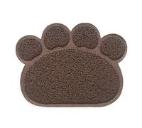KINGCOO Pet Cat Litter Mat, PVC Paw Shape Pet Dog Cat Puppy Kitten Dish Bowl Food Water Placemat Mat,Litter Trapper Mat,30X40CM (Coffee)