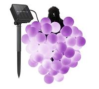 KINGCOO Solar Ball String Lights Outdoor, Waterproof 23ft 50LED Solar Powered Globe Ball Decorative Fairy Lights for Indoor Garden Home Wedding Party Christmas Lighting Decorations (Purple)