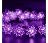 KINGCOO Solar Flower String Lights Outdoor, Waterproof 21FT 50LED Lotus Flower Solar Powered Fairy String Lights 8modes for Gardens Indoor Home Wedding Christmas Party Holiday Decorations (Purple)