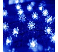 KINGCOO Solar Flower String Lights Outdoor, Waterproof 21FT 50LED Lotus Flower Solar Powered Fairy String Lights 8modes for Gardens Indoor Home Wedding Christmas Party Holiday Decorations (Blue)