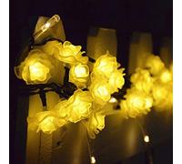 KINGCOO Solar Flower String Lights, Waterproof 20LED Rose Flower 2 Mode Solar Starry Lighting Christmas Fairy String Lights for Gardens Path Home Wedding Party Decorations (Warm White)