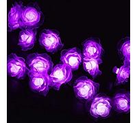 KINGCOO Solar Flower String Lights, Waterproof 20LED Rose Flower 2 Mode Solar Starry Lighting Christmas Fairy String Lights for Gardens Path Home Wedding Party Decorations (Purple)