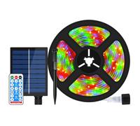KINGCOO Solar LED Strip Lights Outdoor, Waterproof 5m 300LED Rope Lights with Remote Control Timer Tube Cover Lights Strip Dimmable Self-Adhesive for Bedroom Garden Christmas Party Decor (Multicolor)