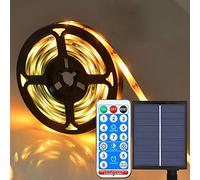 KINGCOO Solar LED Strip Lights Outdoor, Waterproof Flexible 5M 150LED Decorative Strip Rope Lights with Remote Control for Garden Porch Pathway Home Party Christmas Lighting Decoration (Warm White)
