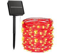 KINGCOO Solar String Lights Outdoor, Waterproof 20M 200LED Copper Wire Solar Powered Fairy Decorative Lights for Christmas Garden Yard Tree BBQ Patio Wedding Party (Red)