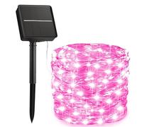 KINGCOO Solar String Lights Outdoor, Waterproof 20M 200LED Copper Wire Solar Powered Fairy Decorative Lights for Christmas Garden Yard Tree BBQ Patio Wedding Party (Pink)