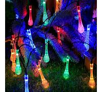 KINGCOO Solar Waterdrop String Lights Waterproof,4.8M 20LED Teardrop Solar Raindrop Fairy Decorative Light 8Mode for Outdoor Tent Garden Lawn Yard Wedding Party Christmas Tree Decoration (Multicolor)
