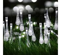KINGCOO Solar Waterdrop String Lights Waterproof,4.8M 20LED Teardrop Solar Raindrop Fairy Decorative Light 8Mode for Outdoor Tent Garden Lawn Yard Wedding Party Christmas Tree Decoration (Cool White)