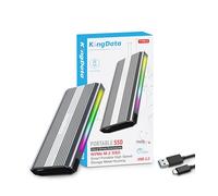 KingData M.2 NVMe SSD Enclosure, Tool-Free 10Gbps USB 3.1 Adapter for 2230/2242/2260/2280 M.2 With USB C to A Cable and RGB Light