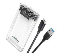 KingData SSD HDD Hard Drive Enclosure 2.5" inch SATA III USB 3.0 Caddy Case External Reader Laptop Fast Data Trasfer UASP Cable Included Tool-Free LED Indicator Clear