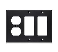 Kingdder 1 Pcs 3-gang 1-duplex 2-decorator Black Wall Plate Standard Size Stainless Steel Matte Black Light Switch Plate 4.5" x 6.38" Corrosion-resistant Gfci Outlet Receptacle