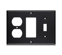 Kingdder 1 Pcs 3-gang 1-toggle 1-decorator 1-duplex Black Wall Plate Standard Size Stainless Steel Matte Black Light Switch Plate 4.50" x 6.38" Corrosion-resistant Gfci Outlet Receptacle