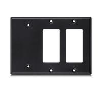 Kingdder 1 Pcs 3-gang 2-decorator 1-blank Black Wall Plate Standard Size Stainless Steel Matte Black Light Switch Plate Size 3-gang 4.50" x 6.38" Corrosion-resistant Gfci Outlet Receptacle
