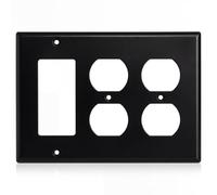 Kingdder 1 Pcs 3-gang 2-duplex 1-decorator Black Wall Plate Standard Size Stainless Steel Matte Black Light Switch Plate Size 3-gang 4.50" x 6.38" Corrosion-resistant Gfci Outlet Receptacle