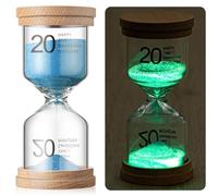 Kingdder 20 Minutes Glow in The Dark Wooden Sand Timer Hourglass Luminous Sandglass Timer Colorful Sand Clock Time Telling Accessory for Toothbrush Games Classroom Office Cooking Home Decor(Sky Blue)