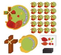 Kingdder 20 Sets God Never Leaves Me Crafts for Kids Fall Christian Magnet Craft Kit Sunday School DIY Cross Maple Leaf Stickers for Classroom Activity Religious Events Church Supplies