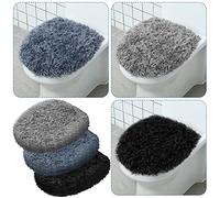 Kingdder 3 Pcs Toilet Lid Cover for Bathroom, Machine Washable, Plush Shag Seat Covers, Dries Quickly, Soft Fluffy Fabric 17.7 x 19.7 Fits Standard Toilet Lids, Elastic Bathroom Decor, 2 Gray, 1 Black