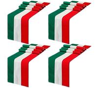Kingdder 4 Pcs Italy Table Runner Italian Themed Party Decoration 13" x 72" Linen Red Green and White Striped Table Runner for Home Kitchen Dining Room Dinner Home Linen Decor