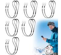 Kingdder 6 Pairs Elastic Ski Glove Wrist Straps Adjustable Winter Glove Leash Skiing Accessories Hand Wrist Mitten Clips Lanyard String Attachment Straps Connectors