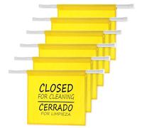 Kingdder 6 Pcs Restroom Closed for Cleaning Sign English Spanish Yellow Safety Hanging Sign for Restroom Maintenance Clean Use Facility Maintenance Suitable Cleaners Toilets Bathrooms