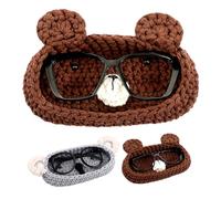 Kingdder Cute Bear Handmade Crochet Glasses Holder Soft Knit Scratch Resistant Eyeglass Tray Organizer for Nightstand Office Gift