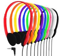 Kingdder Headphones Earphones Bulk Multi Color over Ear Headset with 3.5mm Plug Cord Earphones Adjustable Headphones for Students in Classroom Libraries Kids Teen and Adults, 10 Colors (10 Pcs)
