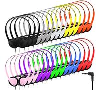 Kingdder Headphones Earphones Bulk Multi Color over Ear Headset with 3.5mm Plug Cord Earphones Adjustable Headphones for Students in Classroom Libraries Kids Teen and Adults, 10 Colors (30 Pcs)
