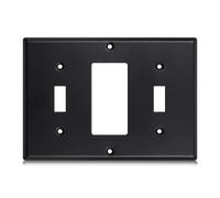 Kingdder Pcs 3-gang 1-toggle 1-decorator 1-toggle Black Wall Plate Standard Size Stainless Steel Matte Black Light Switch Plate 4.50" x 6.38" Corrosion-resistant Gfci Outlet Receptacle