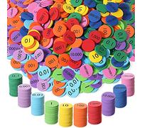Kingdder Place Value Disks 10 Decimals to Whole Numbers Counting Chips for Kids Base 10 Place Value Manipulatives Math Counters Discs Set for Elementary School Math Supplies(1000 Pcs)