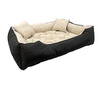 KINGDOG Ecco Dog and Cat Bed with Cushion Beige & Black Waterproof Nylon Pet Washable Waterproof Material Black Beige (Inner Size: 40x30 / Outer Size: 55x45cm)