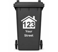 Kingdom Decalz Wheelie Bin Number Stickers 3 Pack, Weatherproof Vinyl House Number Labels, Self Adhesive Dustbin Decals