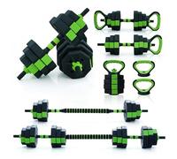 Kingdom Fitness 10KG 6-in-1 Adjustable Dumbbells Set | Octagonal Weights for Home Gym, Barbell, Kettlebell & Push Up Stands