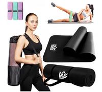 Kingdom Fitness 10mm Extra Thick Yoga Mat Set | NBR Non-Slip Exercise Mat, Carry Bag, Strap & Resistance Band, Black