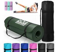 Kingdom Fitness 10mm Extra Thick Yoga Mat Set | NBR Non-Slip Exercise Mat, Carry Bag, Strap & Resistance Band, Dark Green
