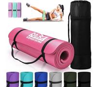 Kingdom Fitness 15mm Extra Thick Yoga Mat Set | NBR Non-Slip Exercise Mat, Carry Bag, Strap & Resistance Band, Pink