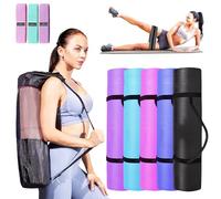 Kingdom Fitness 15mmExtra Thick Yoga Mat Set | NBR Non-Slip Exercise Mat, Carry Bag, Strap & Resistance Band, Turquoise Blue