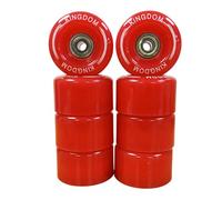 Kingdom GB Set of 8 Roller Skate Wheels 54mm x 32mm 80A PU - With ABEC-7 Bearings & Metal Spacers | Smooth Replacement Wheels for Standard Skates (Red, 54mmx32mm)
