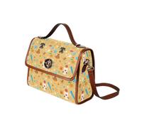 (Kingdom Hearts Pastel Pattern_6863) Canvas Crossbody Handbag with Lock Top All Over Print Retro Messenger Bag for Women, Girl Brown Trim & Adjustable Shoulder Strap Waterproof 10.8"L