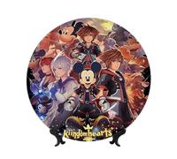 Kingdom Hearts Sora Riku Kairi Bone China Decorative Plate with Stand and Hook Ceramic Dinner Plates Art Porcelain Plate for Home Office Wall Decor Collections