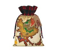 Kingdom Of Bhutan Map03 Print Christmas Drawstring Burlap Gift Bags With Tags,Suitable For Gift Wrapping And Party Decorations.