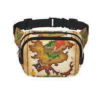 Kingdom of Bhutan map03 print Cute Large Black Fanny Packs for Women Cross Body Waist Bag Nylon Fashionable Fanny Pack, Black, One Size