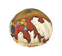 Kingdom Of Bhutan Map03 Print Soft Lined Shower Cap, Double Layer Washable Wide Elastic Band Hair Shower Cap For Bath